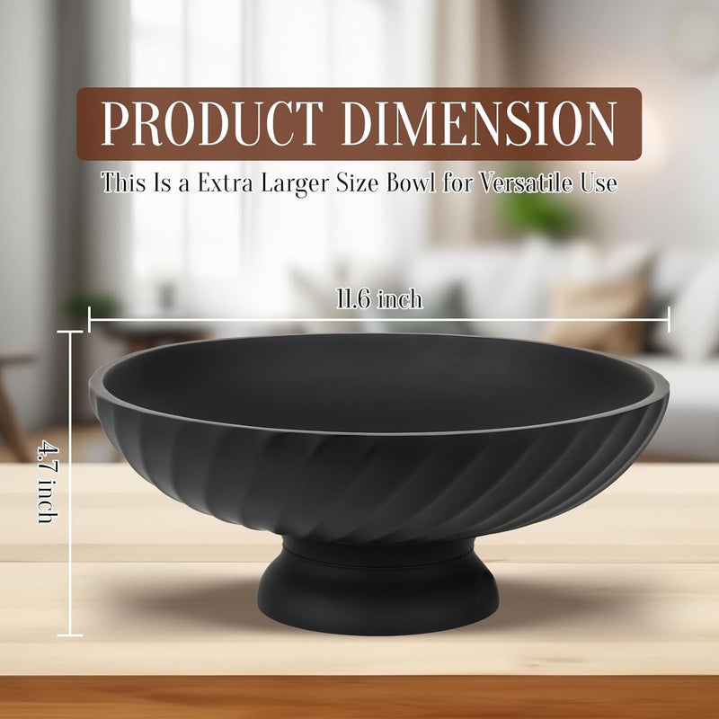 Deobath Large Resin Pedestal Decorative Bowl - Modern Fruit Bowl for Kitchen Counter - Handicraft Bowls for Home Decor - Key Bowl for Entry Table,Matte Black - Image 4